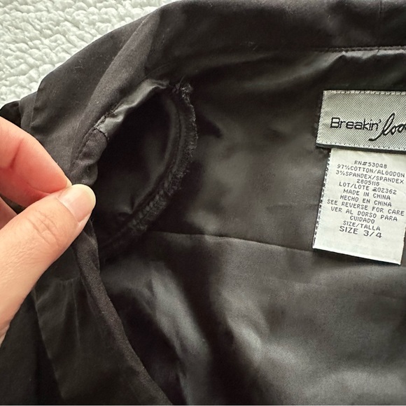 Y2K mini blazer crop top button up shoulder pads vintage short sleeve black S - Picture 6 of 9